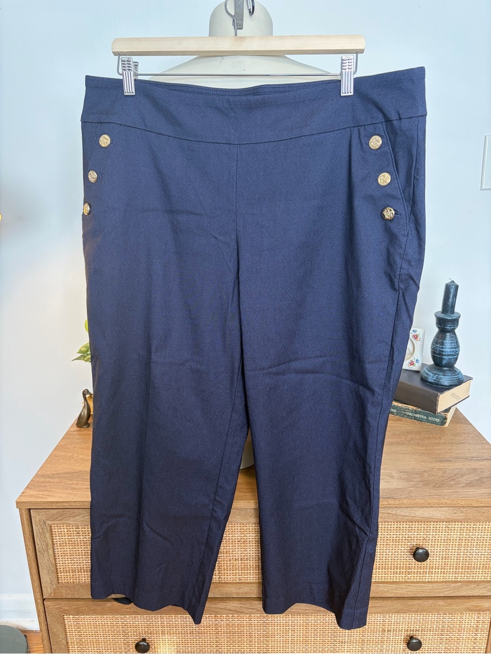 Counterparts Navy Blue Cropped Sailor-Button Pants
